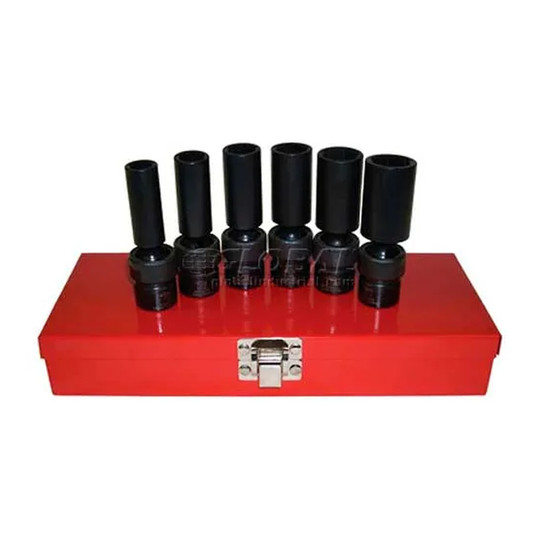 3/8-inch drive deep flex impact socket set with 6-point fractional sockets