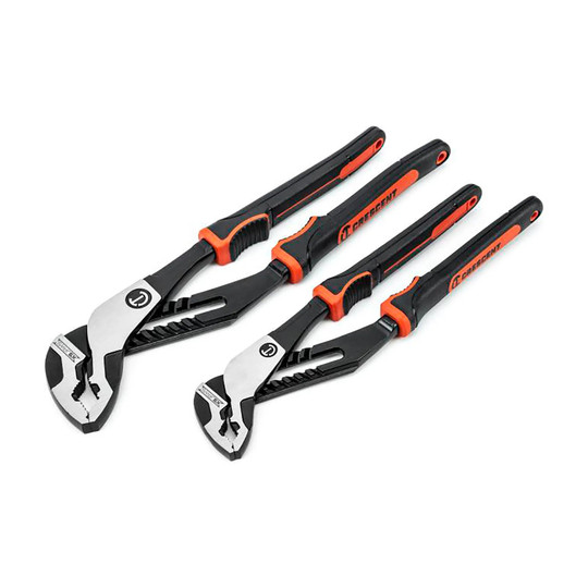 Two-piece V-jaw tongue-and-groove plier set with 10-inch and 12-inch pliers
