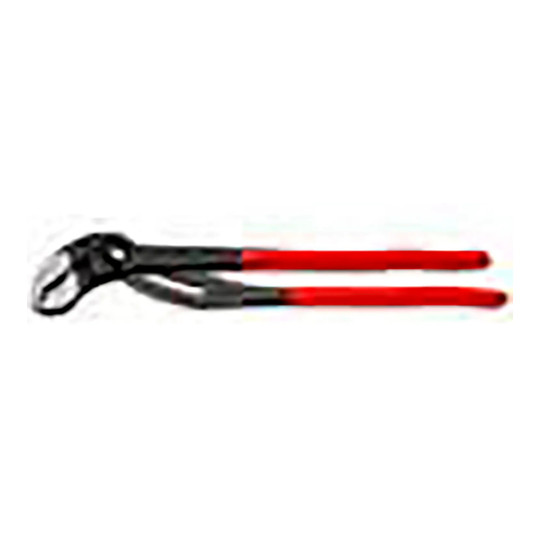 16-inch water pump pliers with polished head and red plastic-coated handles