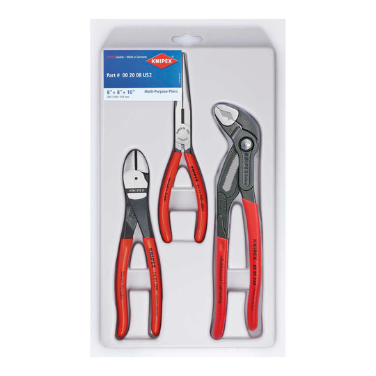 Three-piece universal pliers set with tongue-and-groove pliers