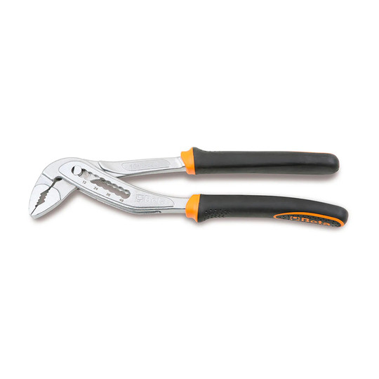 Black 9-position groove joint pliers with box-joint construction and ergonomic handles