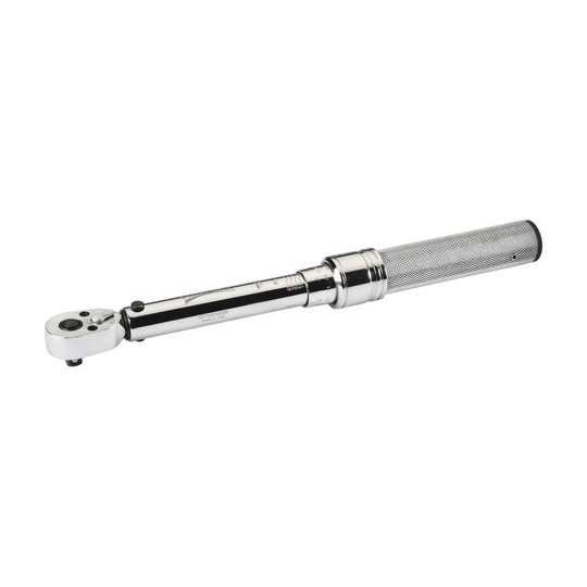 Silver 3/8-inch drive adjustable micrometer torque wrench with 30–200 in-lb range