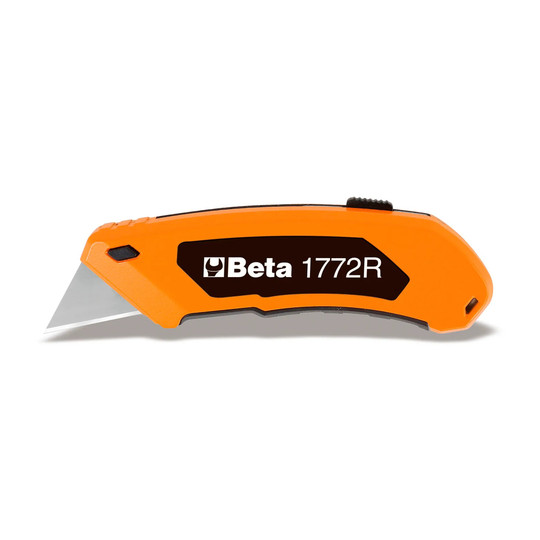 Silver retractable aluminum utility knife with belt clip