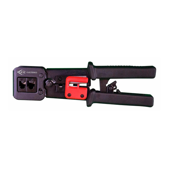 Black crimp tool for high-speed pass-through RJ45 connectors