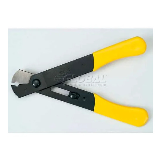 Adjustable wire stripper and cutter with yellow vinyl grips