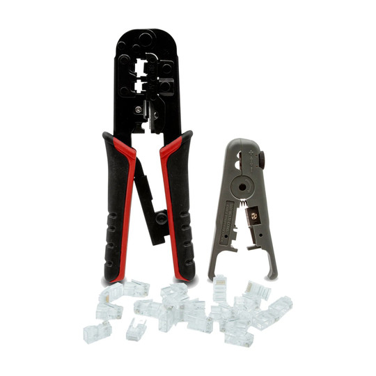 CAT5 RJ45 CCTV connector tool kit with crimp tool and carrying case