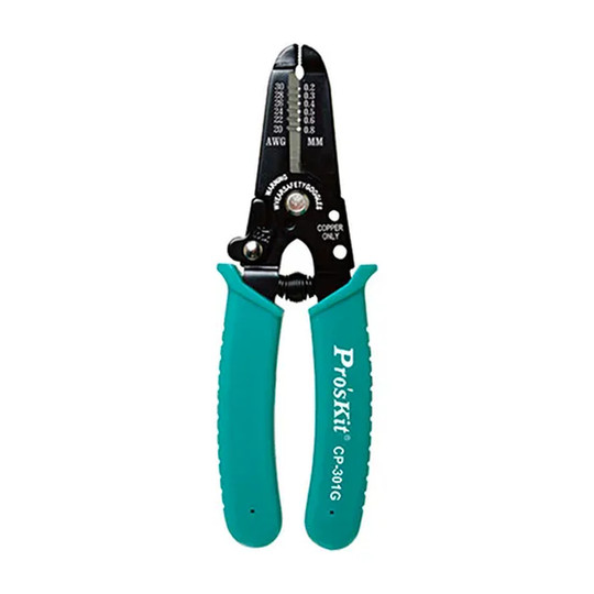Green 8-inch precision wire stripper and cutter with soft handles
