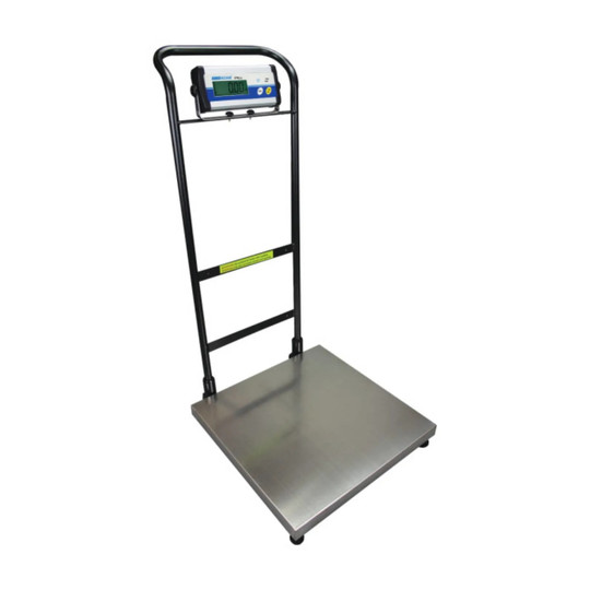 Silver digital bench scale with handlebar frame