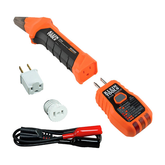 Digital circuit breaker finder with GFCI outlet tester and receiver