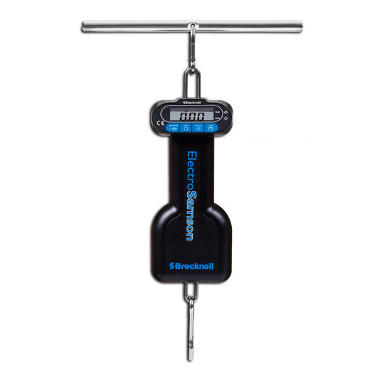 Black handheld digital hanging scale with LCD display