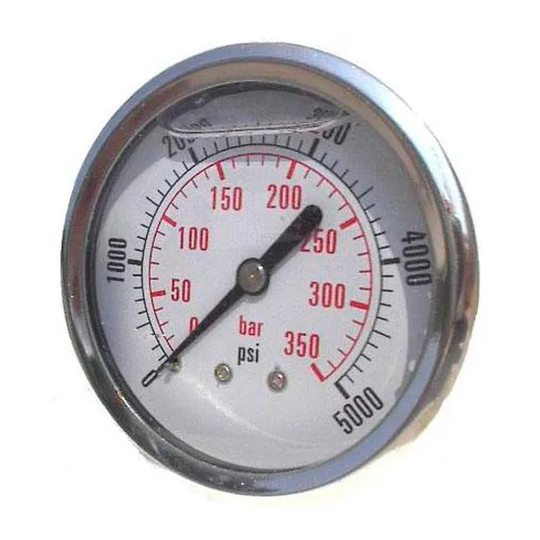 2-1/2-inch glycerin-filled center-back pressure gauge with 5,000 PSI rating