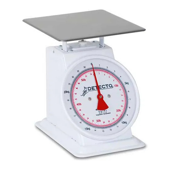Dual-reading top-load dial scale with 8-inch dial and stainless steel platform