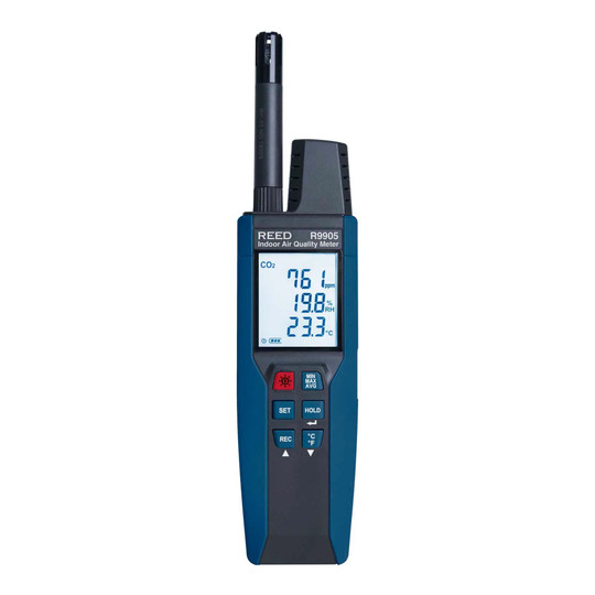 Blue data-logging indoor air quality CO2 meter
