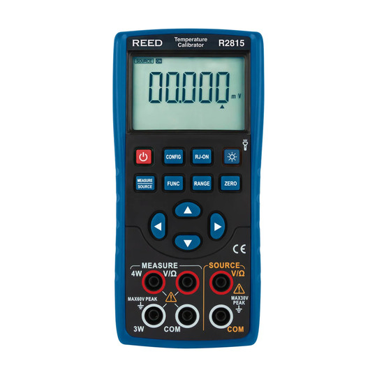Blue and black temperature calibrator with LCD display
