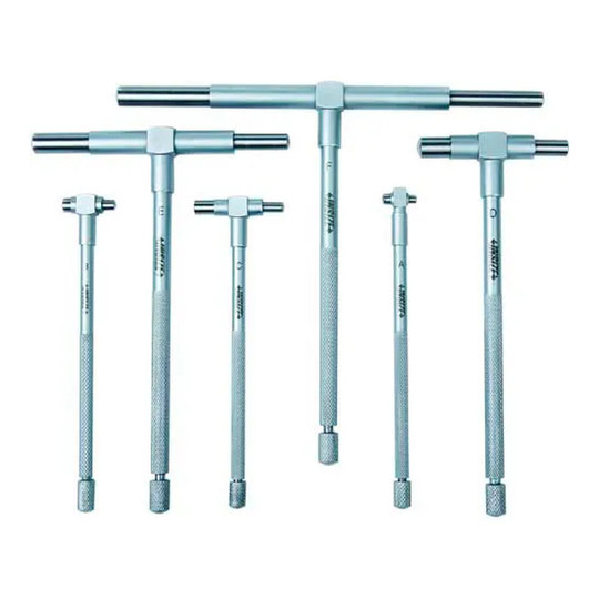 Telescoping gage set for measuring inside diameters and slot widths