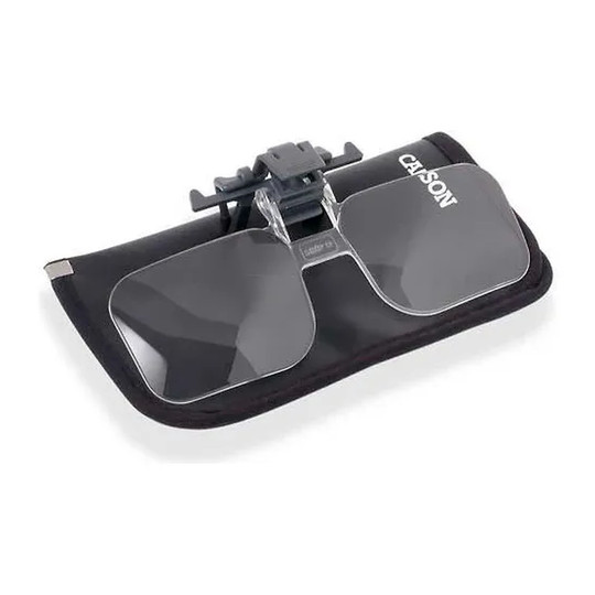 Black clip-on flip-up 2X eyeglass magnifier