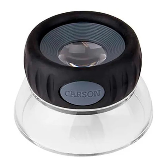 Black 10.5x focusing magnifying loupe with transparent acrylic base