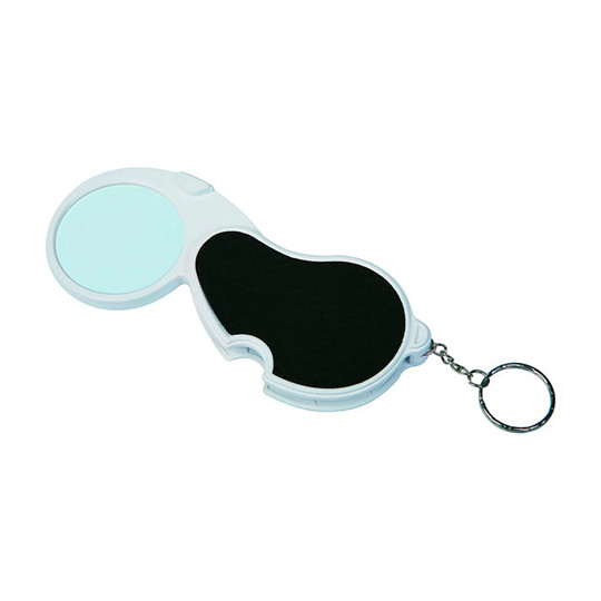 Black folding magnifier with 2.5x magnification and LED illumination