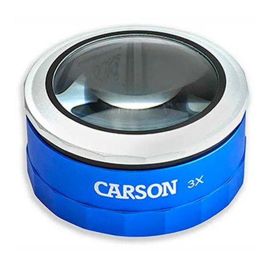 Blue 3X touch-activated LED loupe magnifier with glass lens