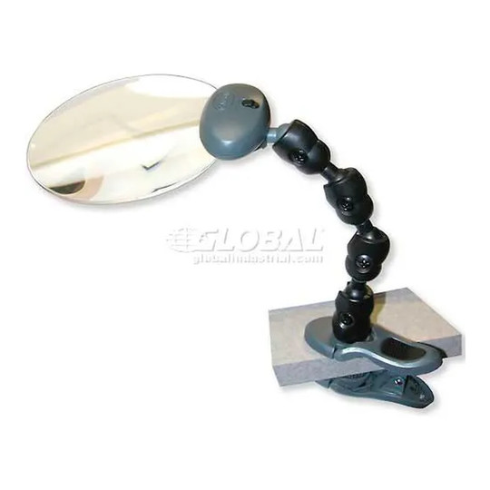 Black LED clamp-on magnifier with adjustable arm and acrylic lens