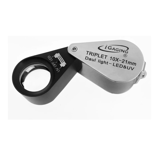 Blue 10X optical loupe with LED and UV light