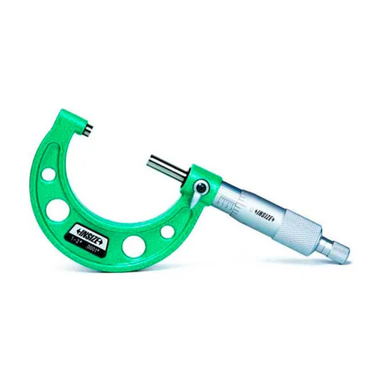 Outside micrometer with 1–2 inch measuring range and carbide tips
