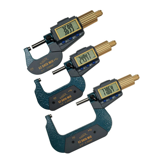 Digital micrometer with large LCD display and anodized friction thimble