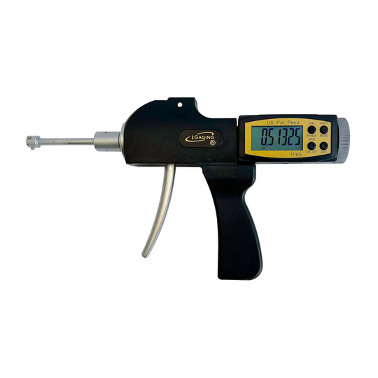 Digital pistol-grip three-point internal micrometer bore gauge with LCD display