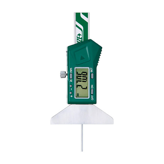 Mini electronic depth gage with round bar for measuring small grooves and holes