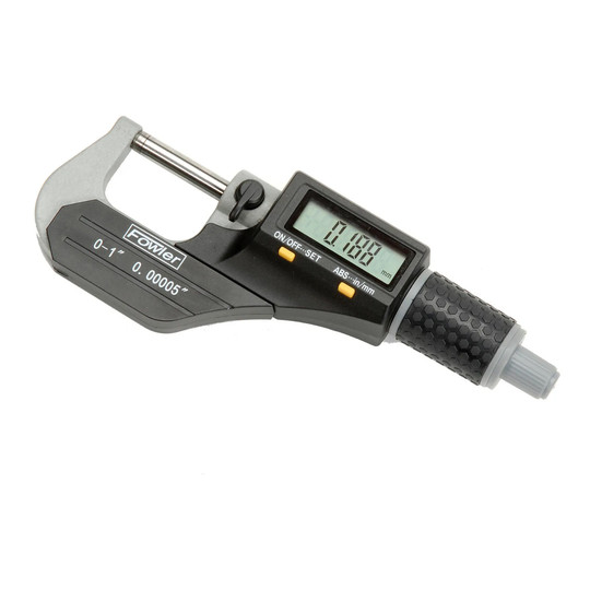 0–1 inch digital micrometer with LCD display and ratchet thimble