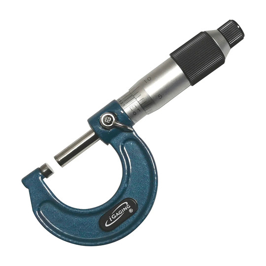 Blue C-frame 0 to 1 inch ratchet micrometer