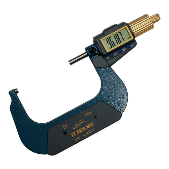 Digital micrometer with large LCD display and anodized aluminum thimble