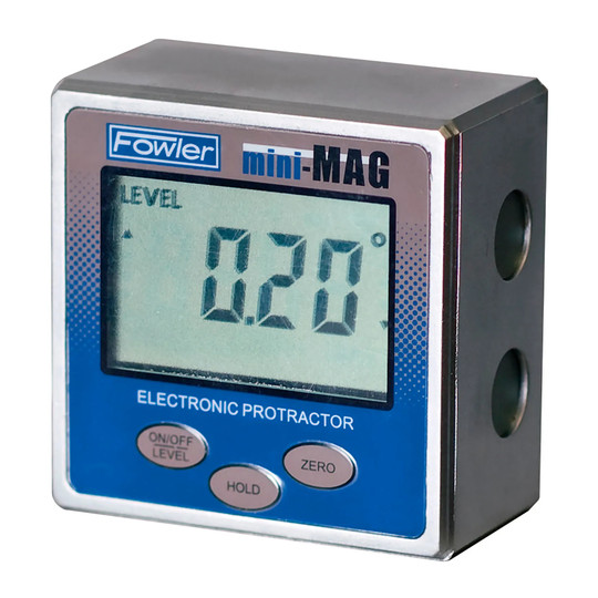 Black magnetic digital protractor with 360-degree inclination display