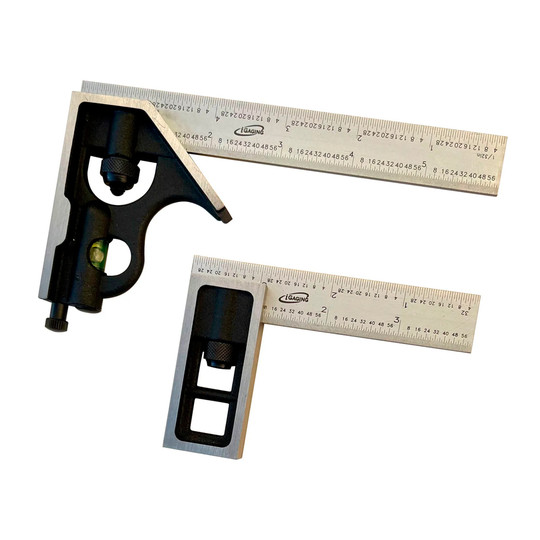 6-inch combination square and 4-inch double square set in protective case
