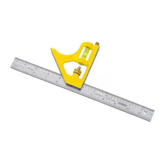 12-inch combination square with yellow die-cast handle and metal blade