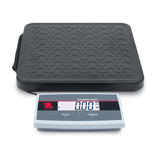 Low-profile 70 lb capacity shipping scale with steel platform and remote display