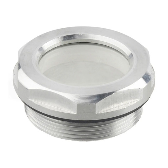 Aluminum fluid level sight glass with M16 x 1.5 thread