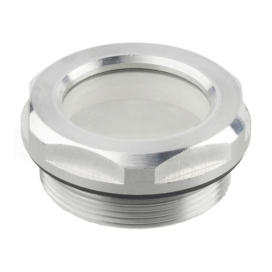 Aluminum fluid level sight glass without reflector with M16 x 1.5 thread
