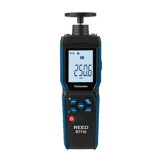 Photo and contact tachometer with display and measurement adapters