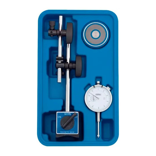 Fine-adjust magnetic base indicator set with white-face dial
