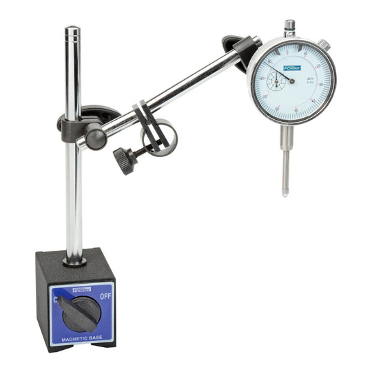 Magnetic base and dial indicator combination with fine adjustment