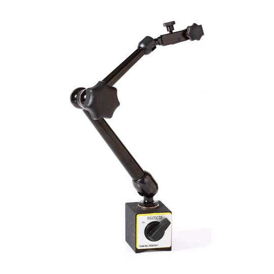 Articulating arm magnetic base for test indicators and dial gauges