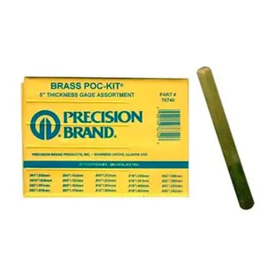 Brass thickness gauge blade assortment in fold-flat vinyl case