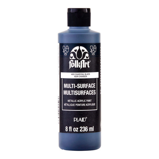 Metallic Charcoal Black Multi-Surface Acrylic Paint, 8 oz.