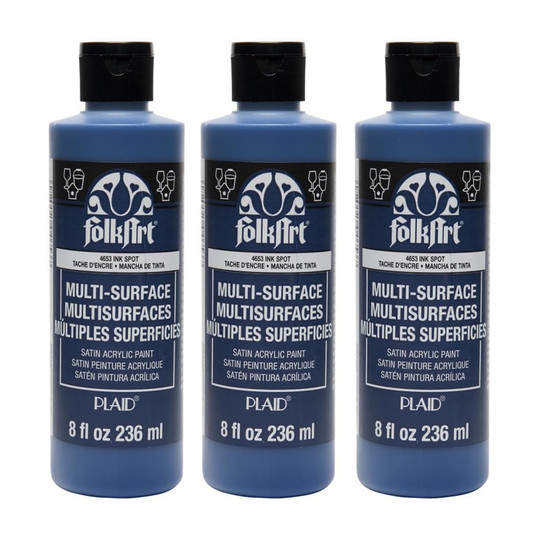 Multi-Surface Satin Acrylic Paint, Ink Spot, 8 oz., Pack of 3