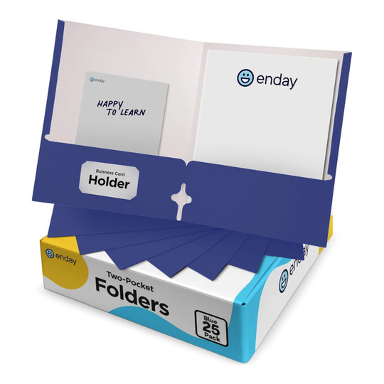 Blue Letter-Size Two-Pocket Paper Folders, 25-Pack