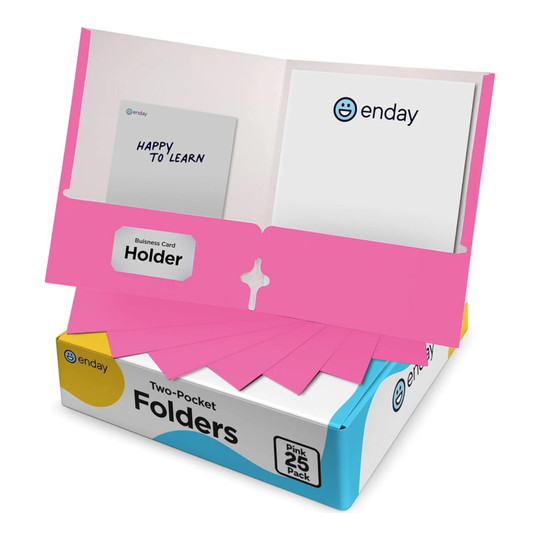 Pink Letter-Size Two-Pocket Paper Folders, 25-Pack