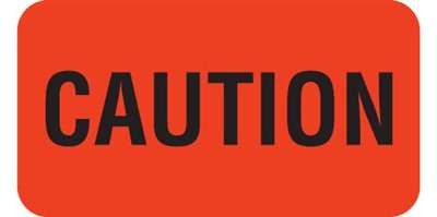 Veterinary "Caution" Label  - Fl. Red - 1-5/8" W x 7/8" H  - 560/Roll