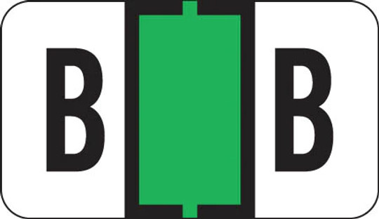 Traco Alphabetic Labels - TRAM Series (Rolls) - B - Green & Black