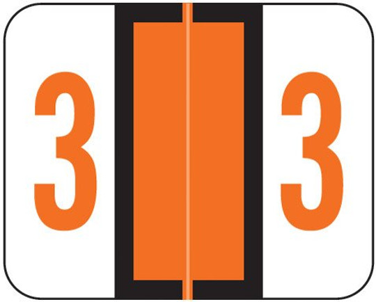 TAB Numeric Label  - TPNV Series (Rolls) - 3 - Dk. Orange